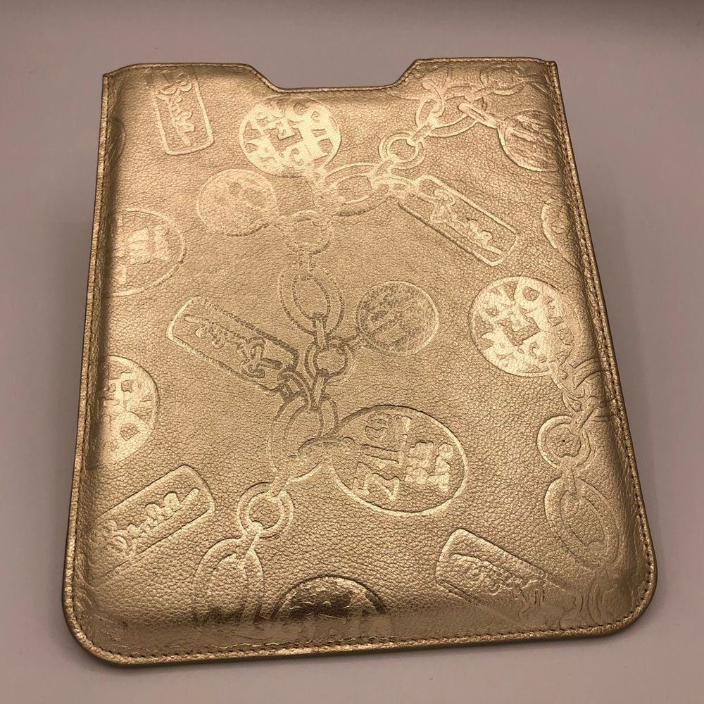Henri Bendel Metallic Gold Embossed IPad/Tablet Case Sleeve Travel for Tech